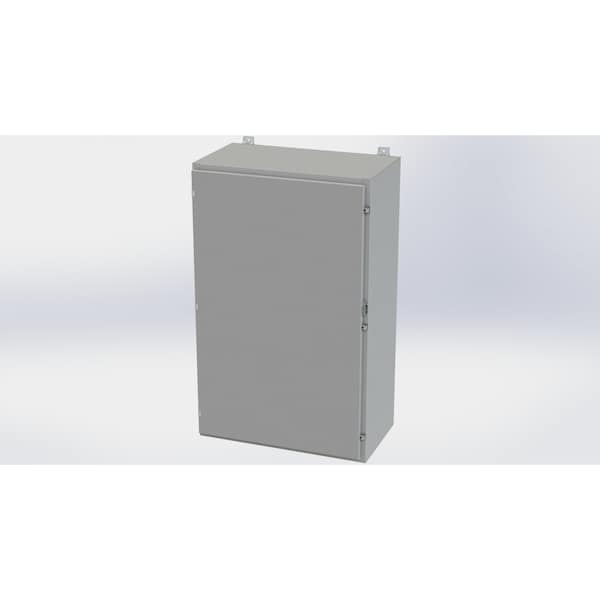 Clamps with Padlock Hasp Electrical Enclosures, 48 in H, 16 in D, 30 in W, NEMA 4, Carbon Steel